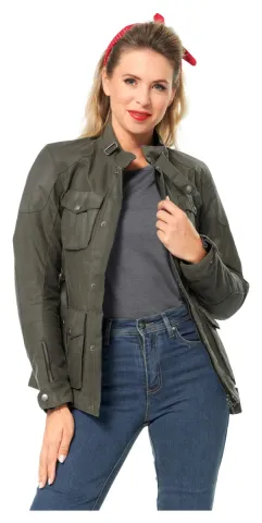 Detlev Louis DL-JW-4 Veste de moto en coton ciré pour Olive 38