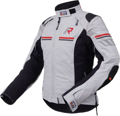 Rukka Armatou-R veste textile de moto pour dames imperméable à l’eau
Gris clair/noir/rouge