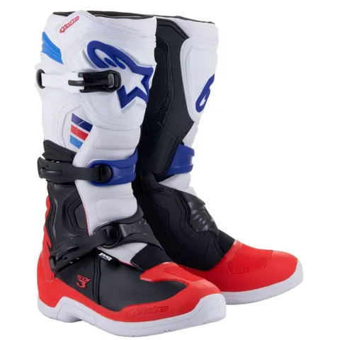 Alpinestars Bottes cross Tech 3 - White / Bright RED / Dark Blue 2023