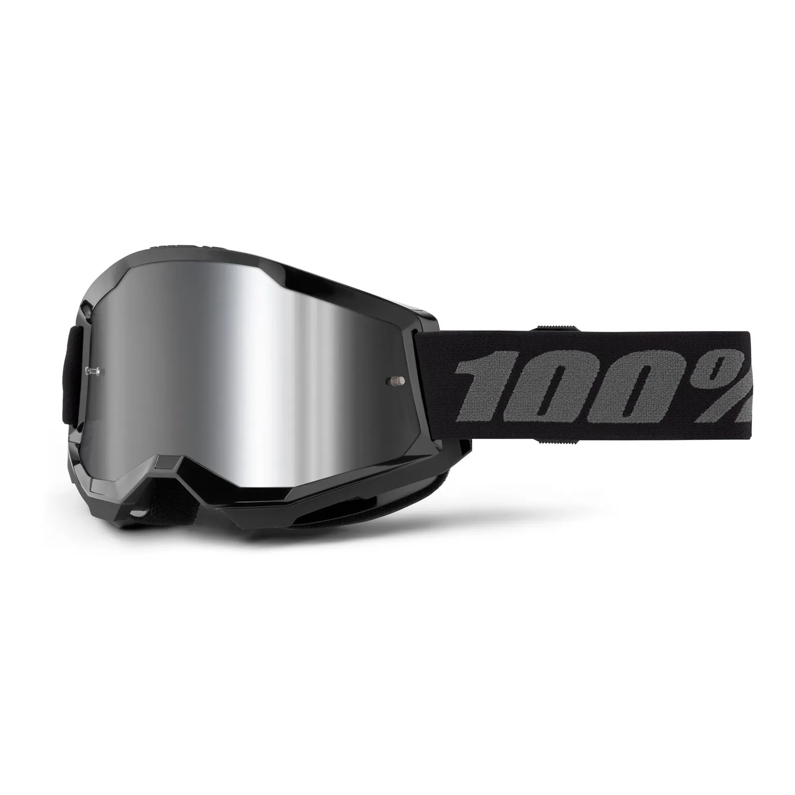 100% Masque cross Strata 2 Noir - Mirror Silver 2025
