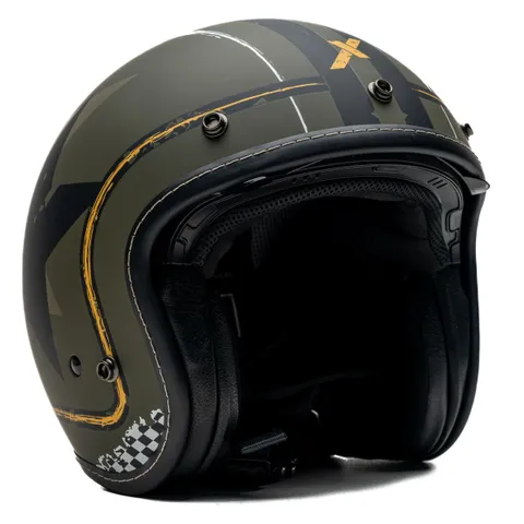 DXR Casque jet DXR ELEMENT MILITARY - Vert