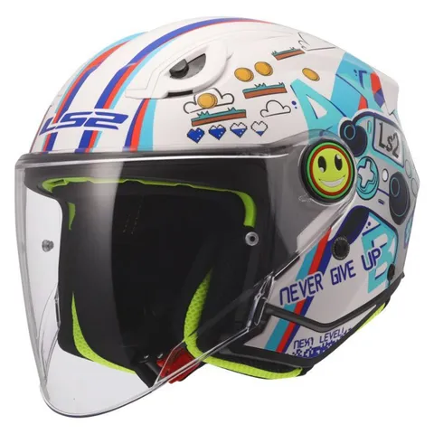 LS2 Casque jet LS2 OF622 FUNNY II - NEXT LEVEL - Blanc