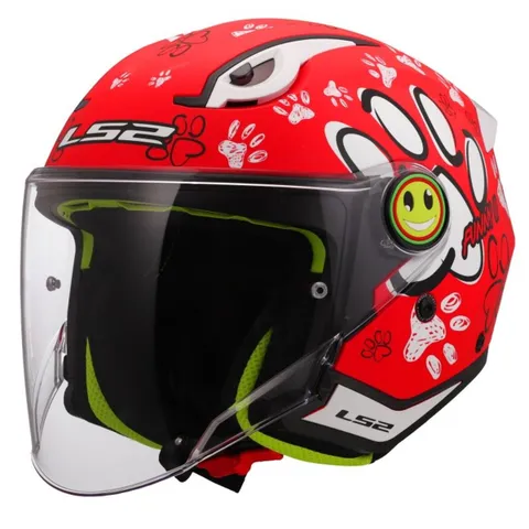 LS2 Casque jet LS2 OF622 FUNNY II - PAWS - Rouge