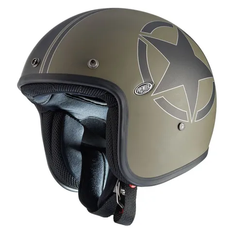 Premier Casque jet Premier JET CLASSIC STAR MILI BM - Vert / Noir